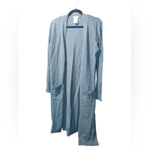 Gray Open Front Cardigan